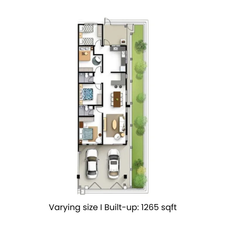 Klemeru 1 floor plan — Standard layout, 1,265 sq ft built-up
