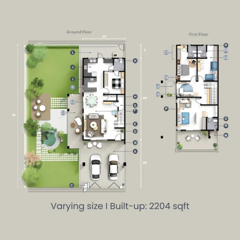 Klemeru 2 floor plan — Corner lot, 2,204 sq ft built-up