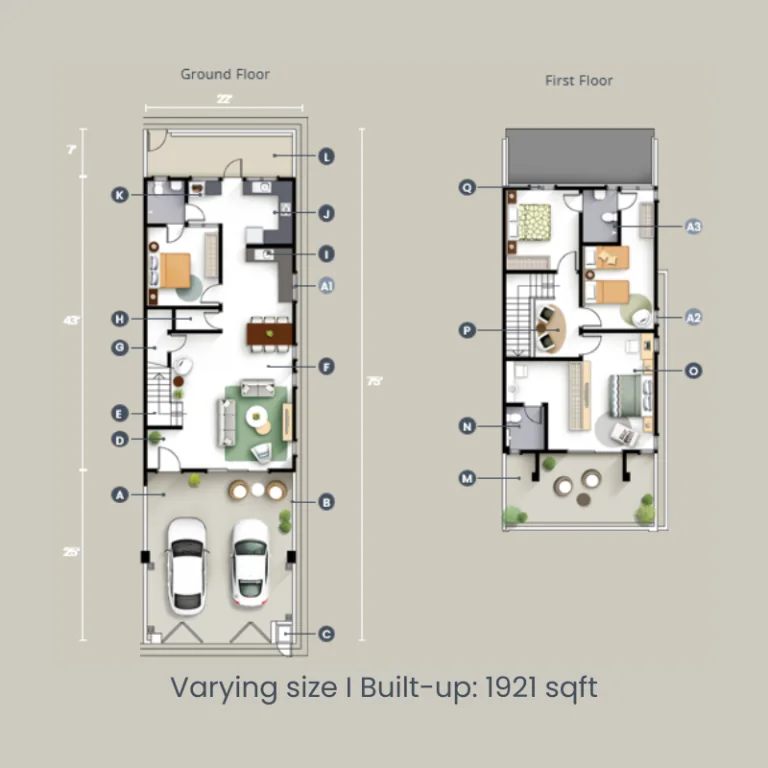 Klemeru 2 floor plan — End lot, 1,921 sq ft built-up