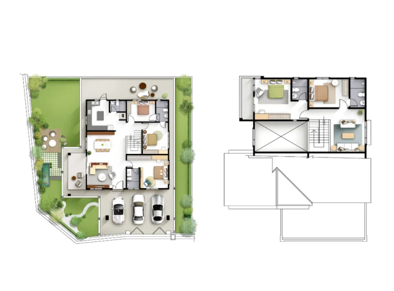 Klemeru 3 floor plan — 1.5-Storey Bungalow, Land 67' × 70' · built-up 2,253 sq ft · 5 bed, 5 bath