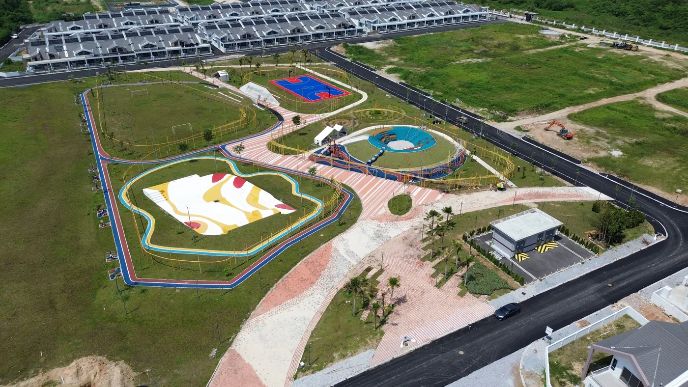 The 4.5-acre community park at Klemeru with playground, courts and jogging track